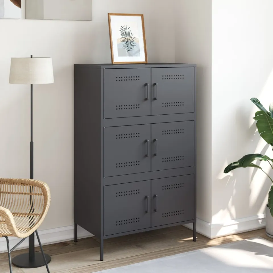 vidaXL Hoge kast 68x39x113 cm staal antracietkleurig, foto 3