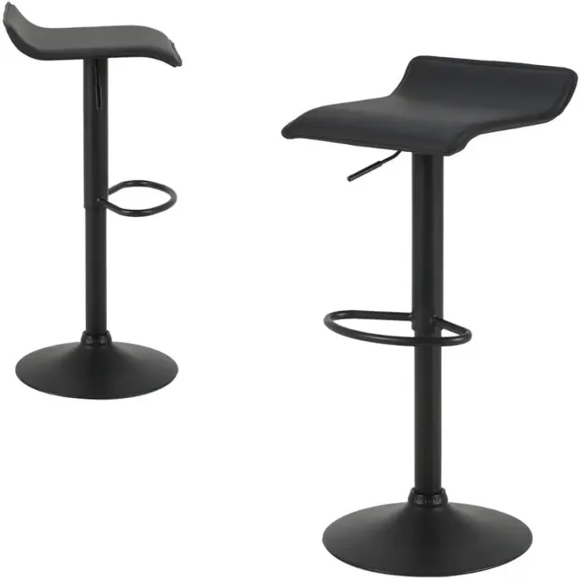 Klarven Barkruk Zwart - Barkrukken Set Van 2 - Barkrukken - Kunstleer - Hoogteverstelbaar Van 62 Tot 84 Cm, Ronde Draaibare Zitting, Stevig Metalen Frame
