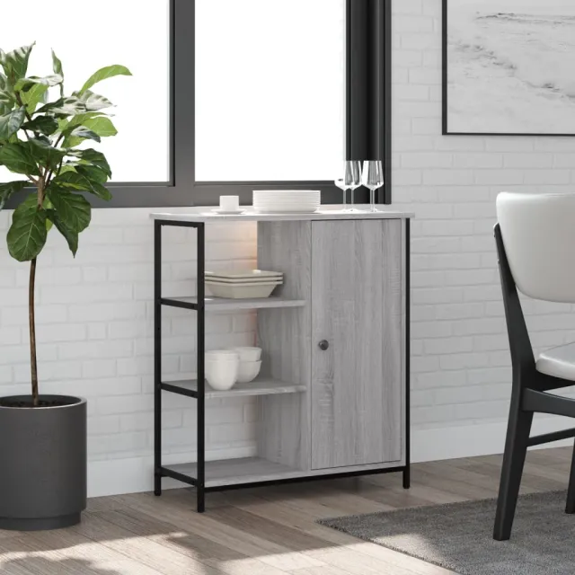 vidaXL Dressoir 70x30x80 cm bewerkt hout grijs sonoma, foto 2