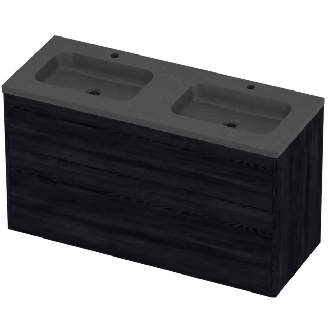 Proline Rollo Badmeubelset Hardsteen Elegant 2 Kraangaten 120x46x67 cm Blue Stone Black Oak Eiken