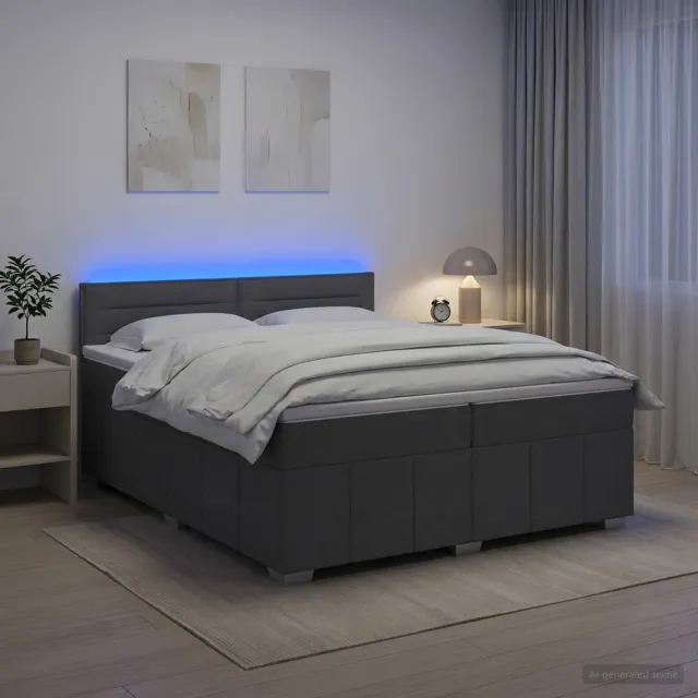 vidaXL Boxspringbed met matras Donkergrijs 200 x 200 cm Stof