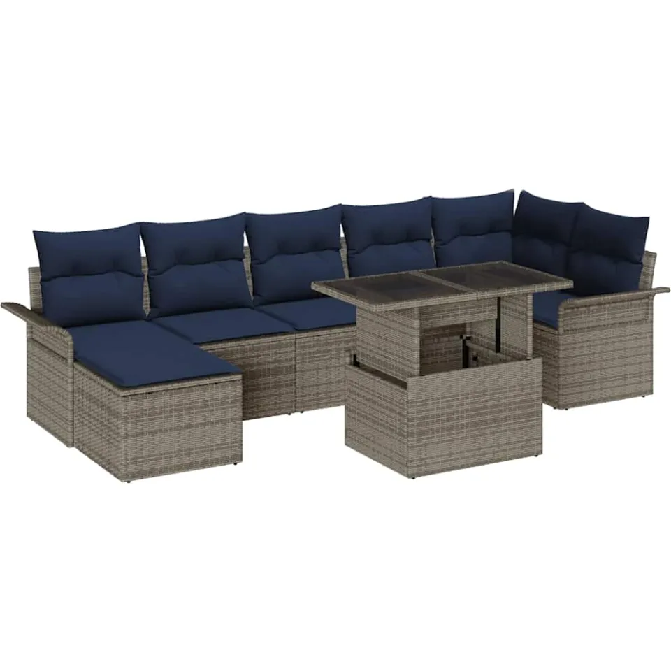 vidaXL Tuin Sofa Set 8 st Grijs poly rattan