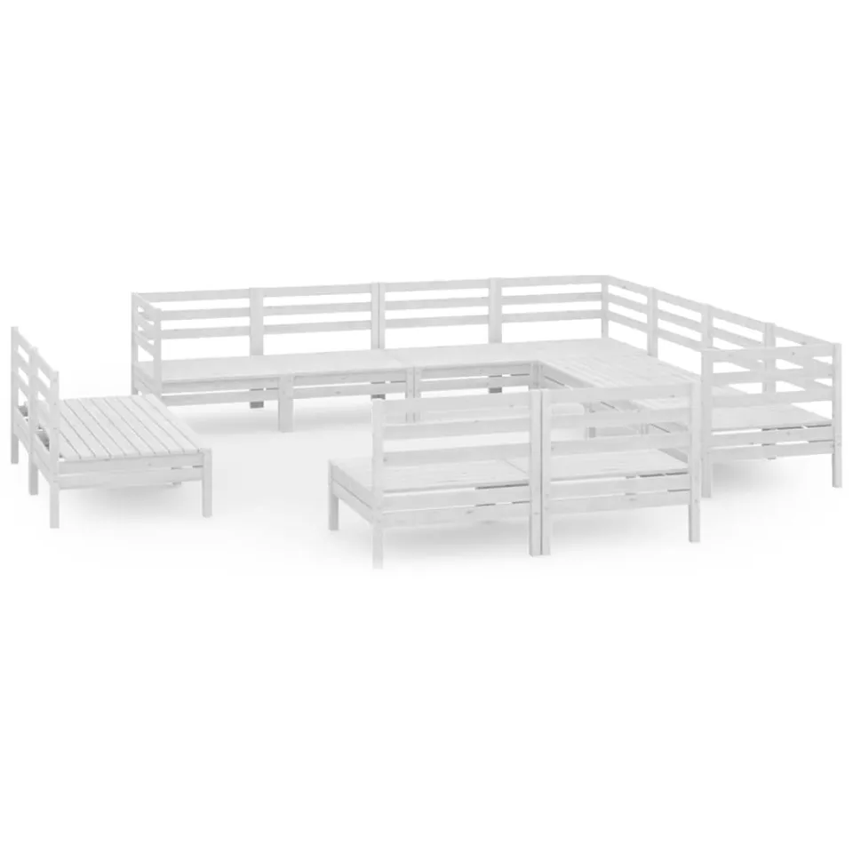 vidaXL 11-delige Loungeset massief grenenhout wit, foto 3
