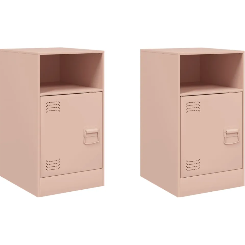 vidaXL Nachtkastjes 2 st 34,5x39x62 cm staal roze, foto 3