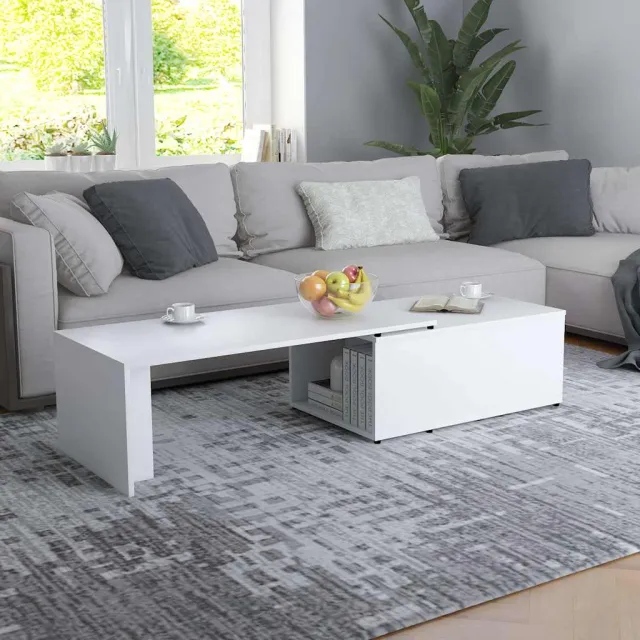vidaXL Salontafel 150x50x35 cm bewerkt hout wit, foto 2