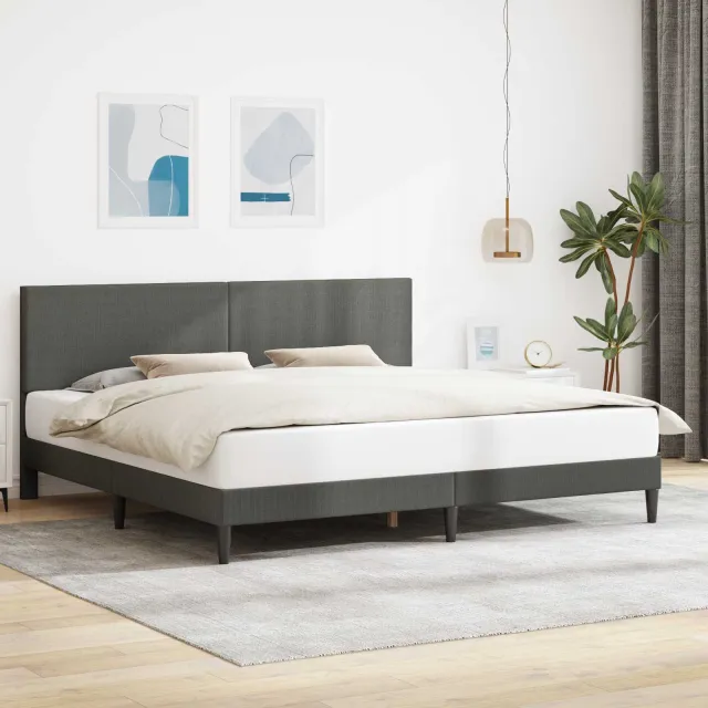 vidaXL Bedframe met hoofdeinde Donkergrijs 180 x 200 cm Katoen Stof