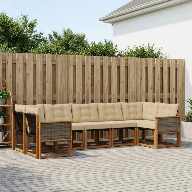 vidaXL Buiten bankenset 7 st 7-zits Natuurlijk en Beige