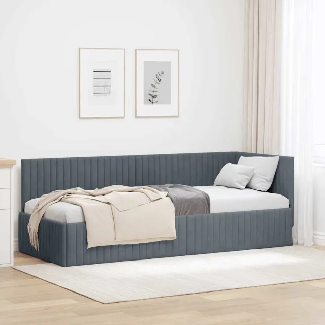 vidaXL Hoekbedframe Donkergrijs 80 x 200 cm fluweel