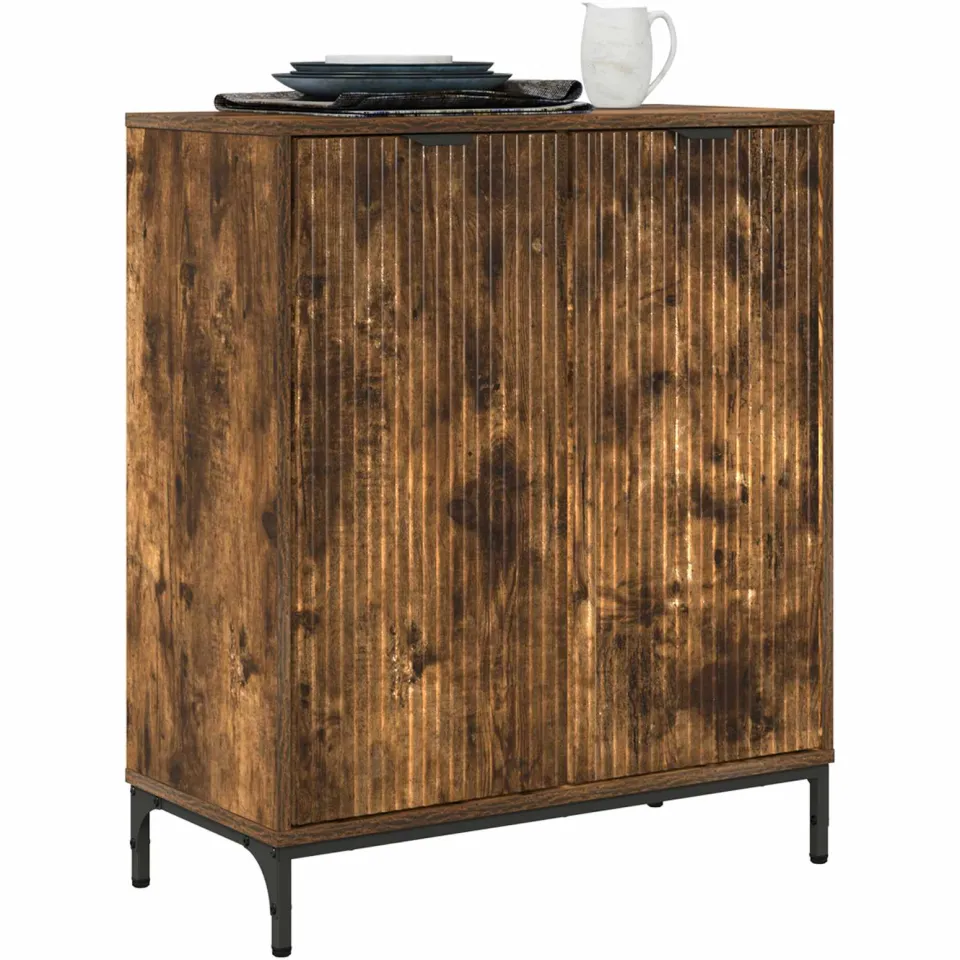 vidaXL Dressoir Gerookt eiken 69,5 x 33 x 82 cm Bewerkt hout Bruin