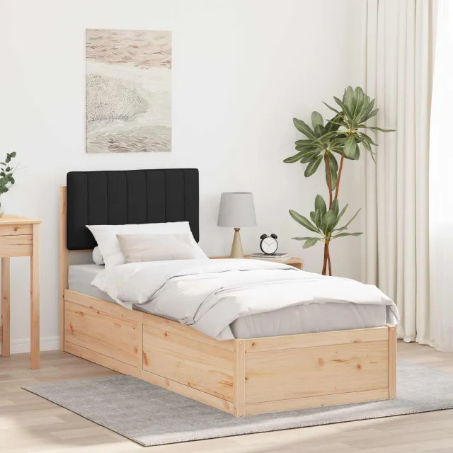 vidaXL Bedframe met Gevoerd Hoofdgedeelte Zwart 80 x 200 cm
