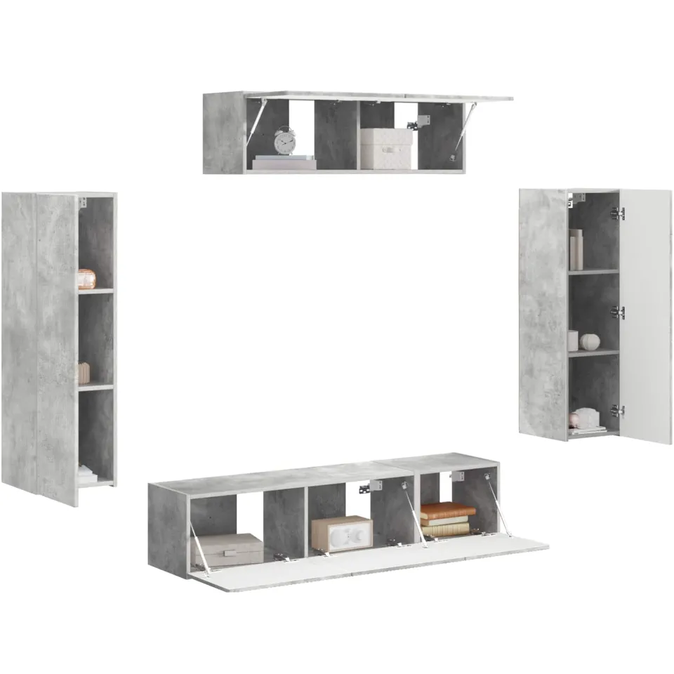 vidaXL TV-kast 5 st Beton Grijs