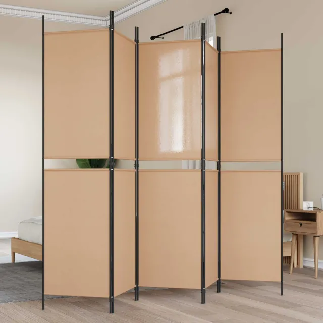 vidaXL 5-panelen kamerscherm Beige 250 x 200 cm Stof, foto 2