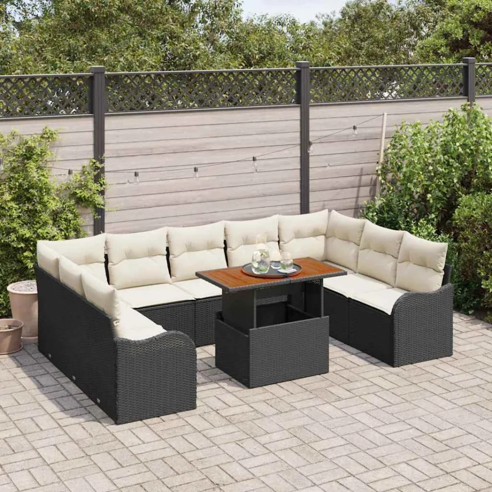vidaXL Tuin Sofa Set 10 st Bruin Poly riet, foto 3