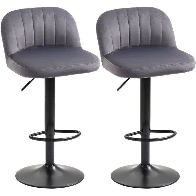 Homcom Barkruk-Polyester-43x45x101cm-Grijs
