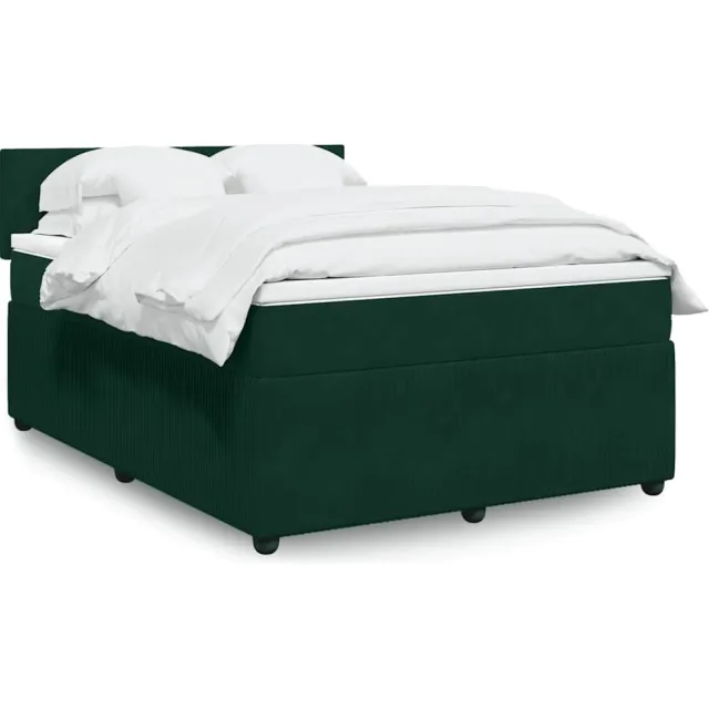 vidaXL Boxspring met matras fluweel donkergroen 140x190 cm groen