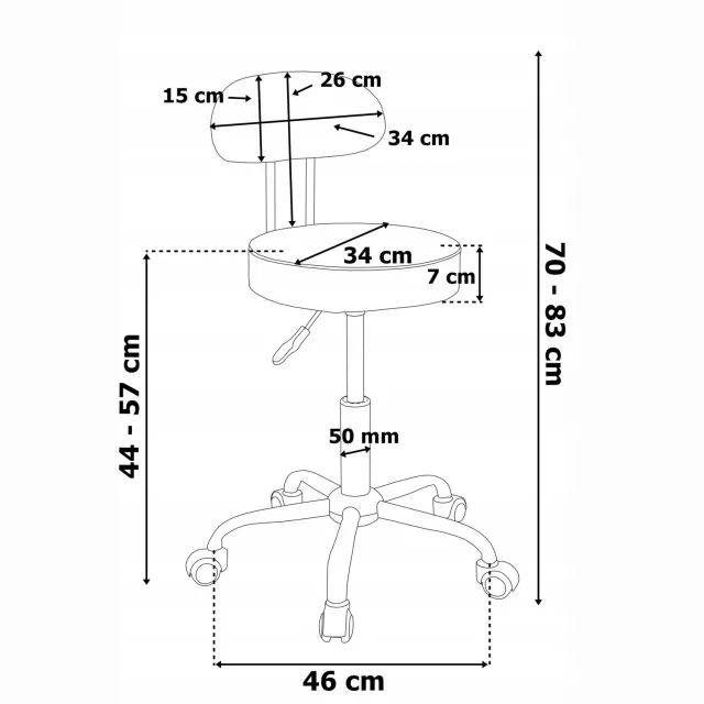 Gockowiak Gamma kapperskruk, zwart, verstelbaar, ergonomisch, voor salon