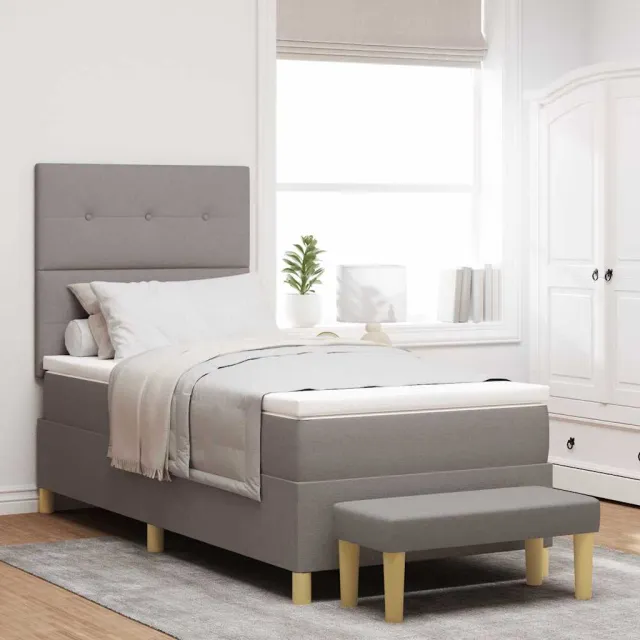vidaXL Boxspring bed met kussen met hoofdeinde Taupe 200 x 100 cm Stof