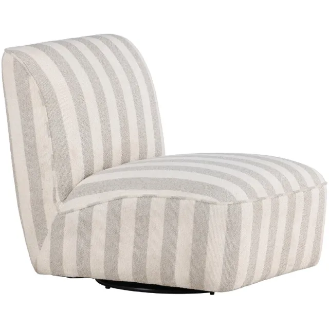 Nest of Nora Fauteuil zonder armleuning gestreept - Lounge stoel - Beige relaxstoel