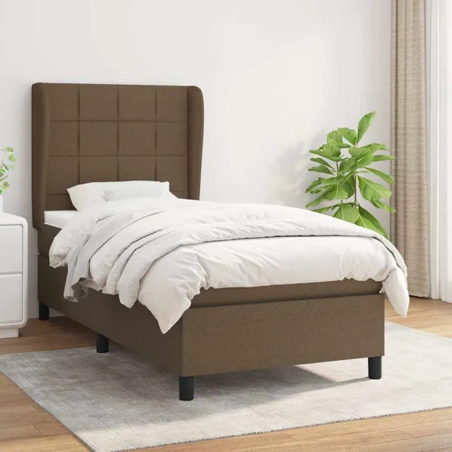 vidaXL Boxspring met matras stof donkerbruin 80x200 cm bruin