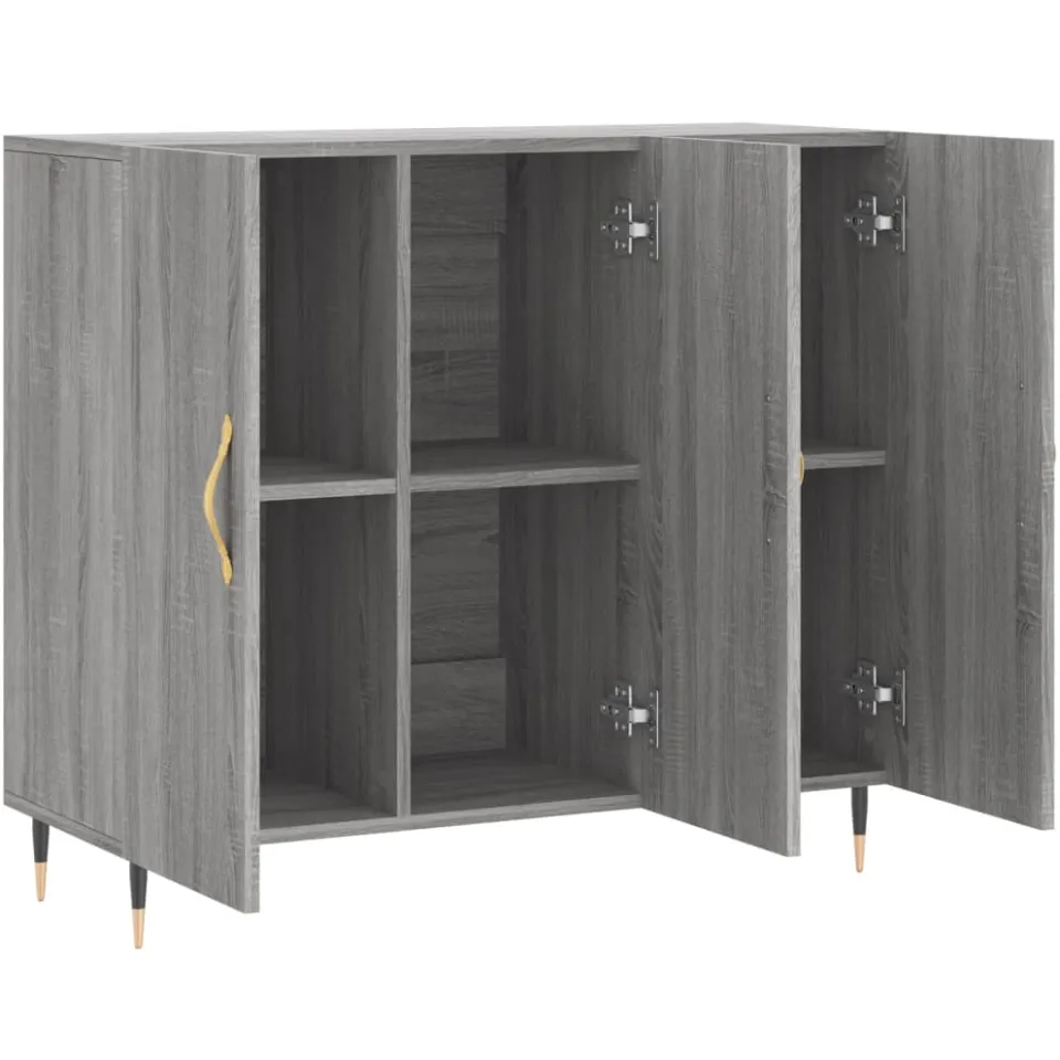 vidaXL Dressoir 90x34x80 cm bewerkt hout grijs sonoma eikenkleurig