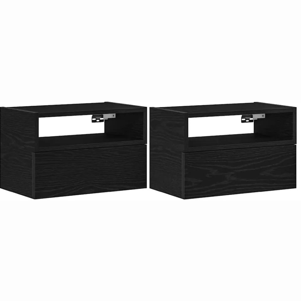 vidaXL Nachtkastjes 2 st wandgemonteerd 45x26x28,5 cm zwart, foto 3