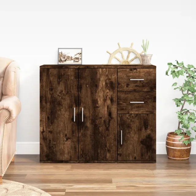vidaXL Dressoir 91x29,5x75 cm bewerkt hout gerookt eikenkleurig Bruin