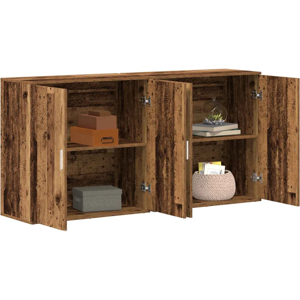 vidaXL Dressoir 2 st Oudhout 79 x 38 x 80 cm Bewerkt hout Bruin