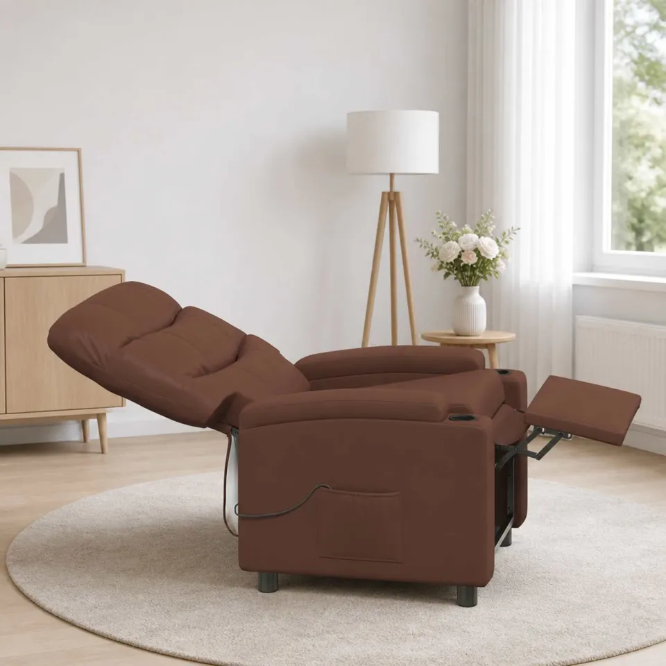 vidaXL Massage-relaxstoel Bruin 75 x 93 x 102 cm Stof, foto 4