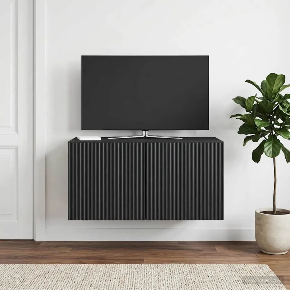 vidaXL Wandbeugel TV-kast 59,5 x 31 x 30 cm Zwart Bewerkt hout, foto 4