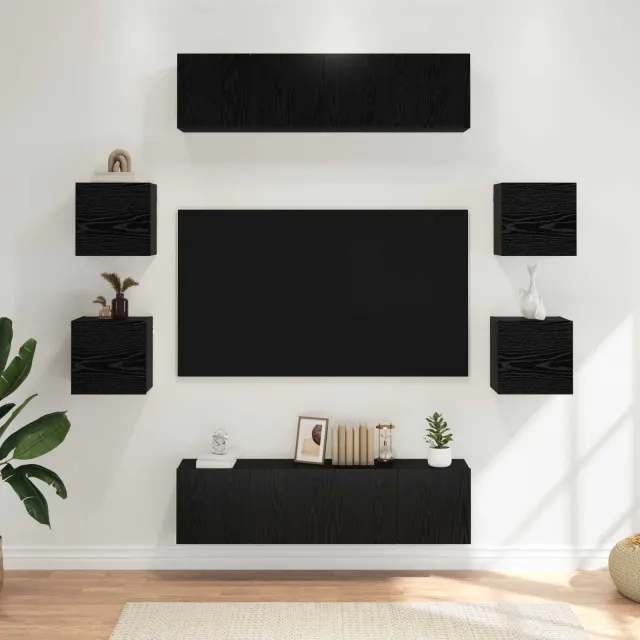 vidaXL Tv-meubelset 8 st 120 x 30 x 30 cm Zwart eiken