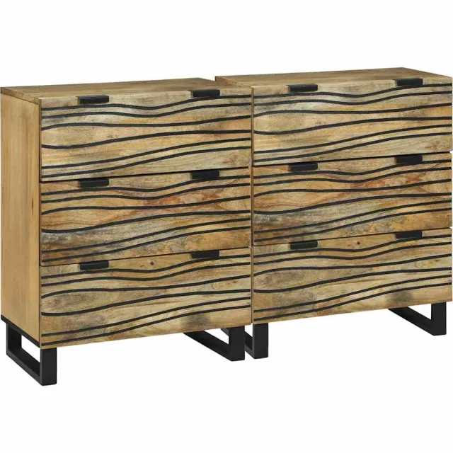 vidaXL Dressoir set 2 st Naturel 120 x 33 x 75 cm Massief Mango Hout