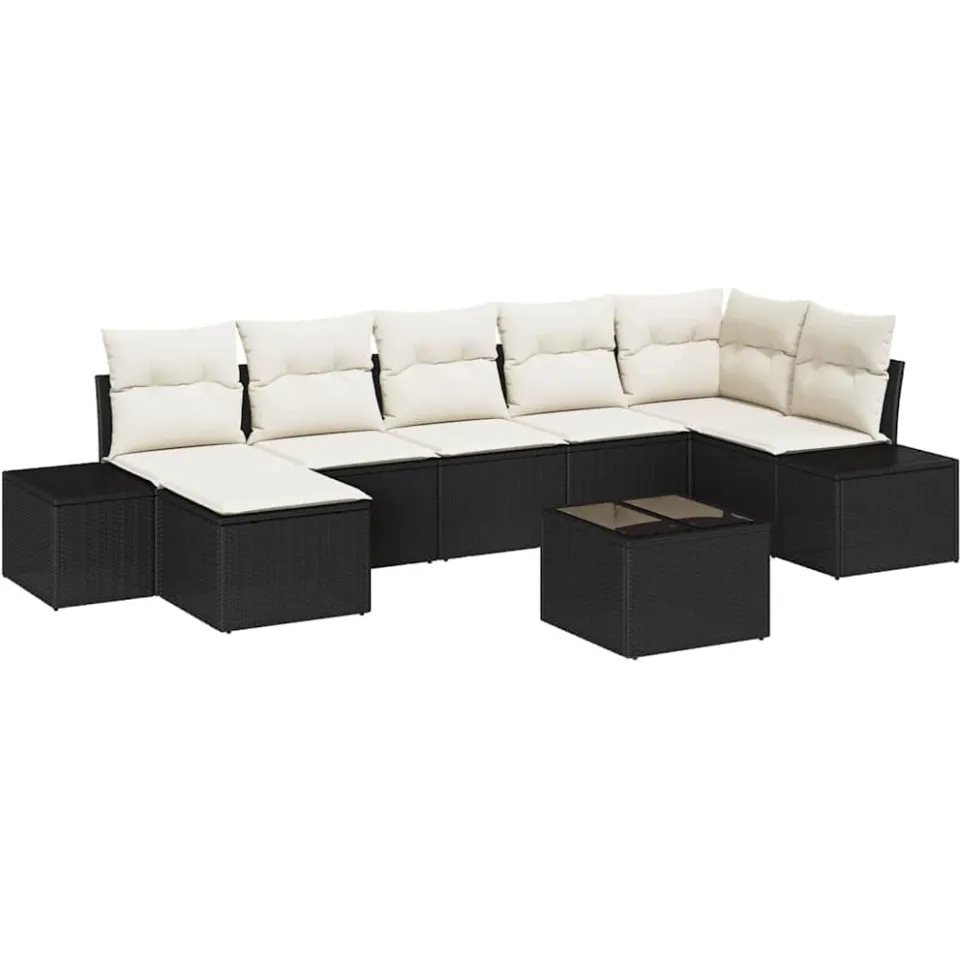 vidaXL Tuin Sofa Set 8 st Zwart poly rattan, foto 4