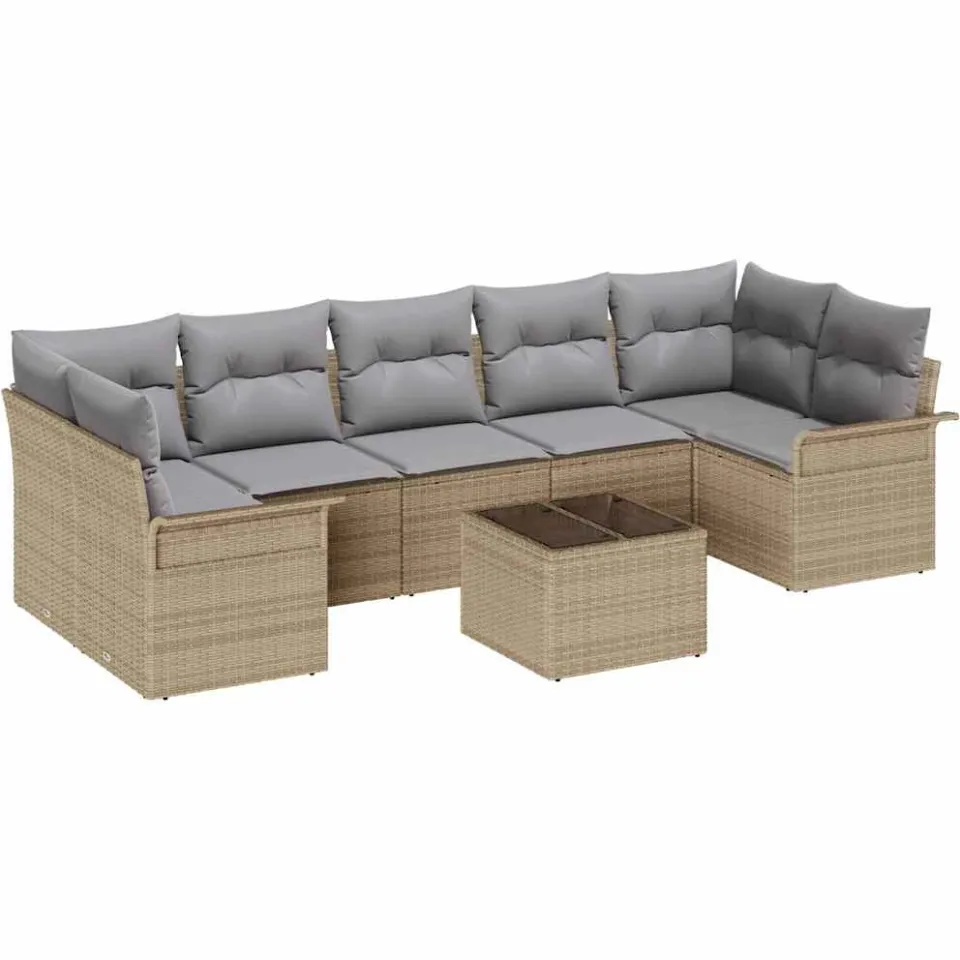 vidaXL Tuin Sofa Set 8 st Beige poly rattan