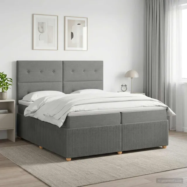 vidaXL Boxspringbed met matras Donkergrijs 200 x 200 cm Stof
