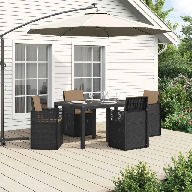 vidaXL Tuin eettafelset 5 st 4-zits Antracietkleurig en taupe PP, foto 2