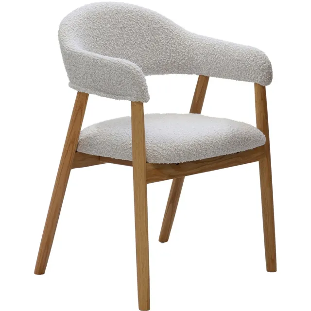 DÉJA Living Eetkamerstoel Noémi - Eikenhout/Polyester - Beige - Set van 2