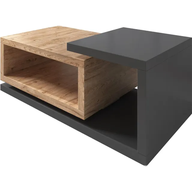 MEUBELLA Salontafel Bello - Eiken - Antraciet - 120 cm Bruin|Grijs