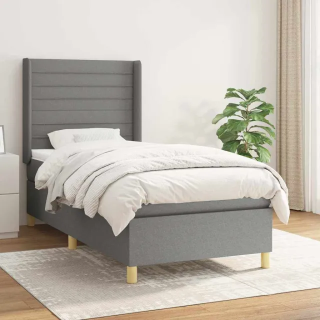 vidaXL Boxspring met matras stof donkergrijs 80x200 cm grijs