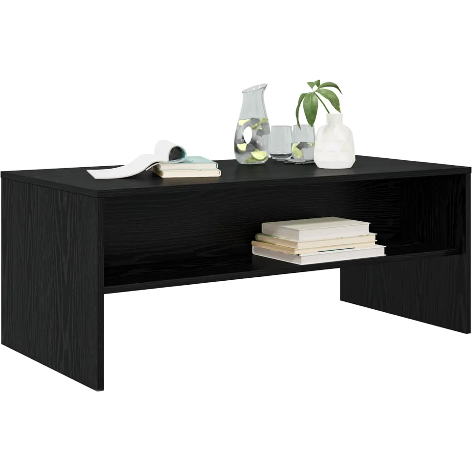 vidaXL Salontafel Zwart Eiken 100 x 50 x 40 cm Bewerkt hout, foto 3