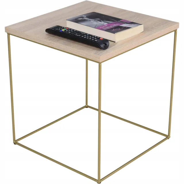 FutuStal Metalen Salontafel - 40 cm - Dąb Sonoma - Gouden Basis Goud;Dąb Sonoma