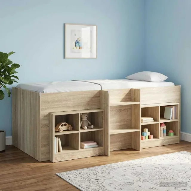 vidaXL Kinder Hoogslaper Sonoma Eiken 90 x 190 cm Bewerkt hout Bruin