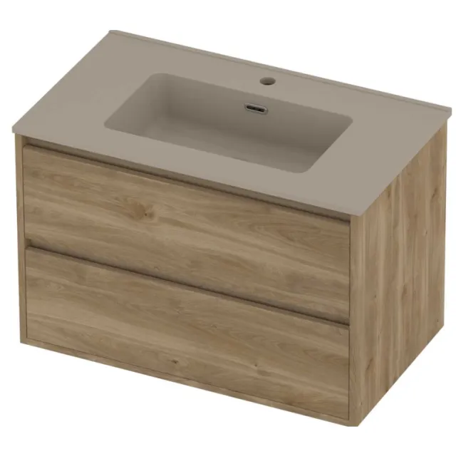 Proline Tribute Badmeubelset Porselein Elegant 1 Gat 80x46x54 cm Mat Crème Cotton Cider Oak Eiken