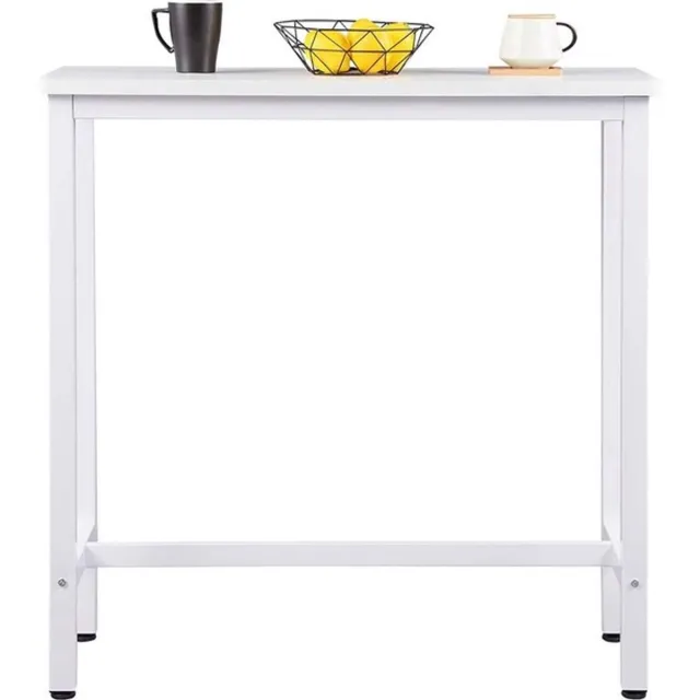 Saphly Bartafel Deluxe 100x40x100cm Wit - Metaal en Hout, Keuken en Rechthoekig - Voor Eetkamer, Woonkamer en Kantoor