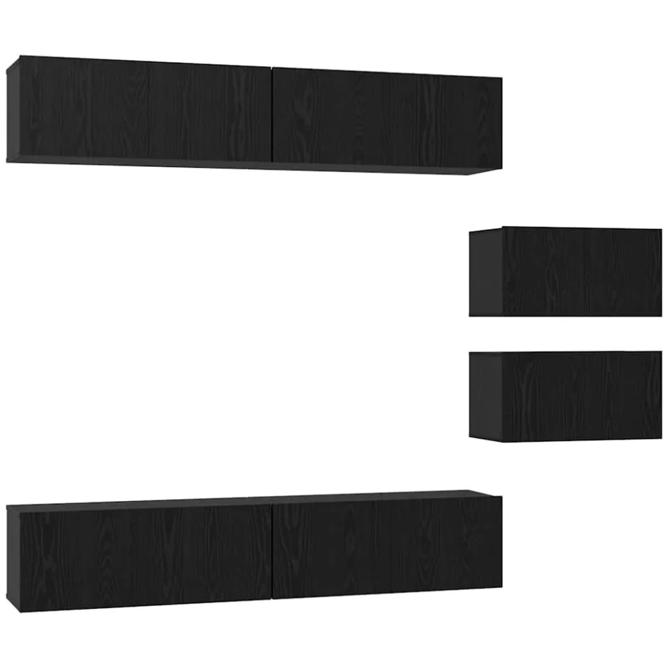 vidaXL Tv-meubelset 6 st 80 x 30 x 30 cm Zwart Eiken