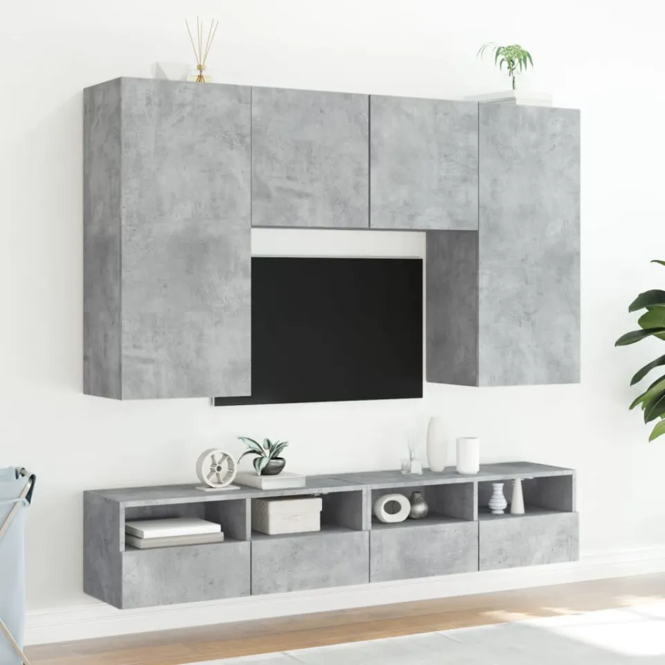 vidaXL Tv-wandmeubel 80x30x30 cm bewerkt hout betongrijs grijs, foto 4