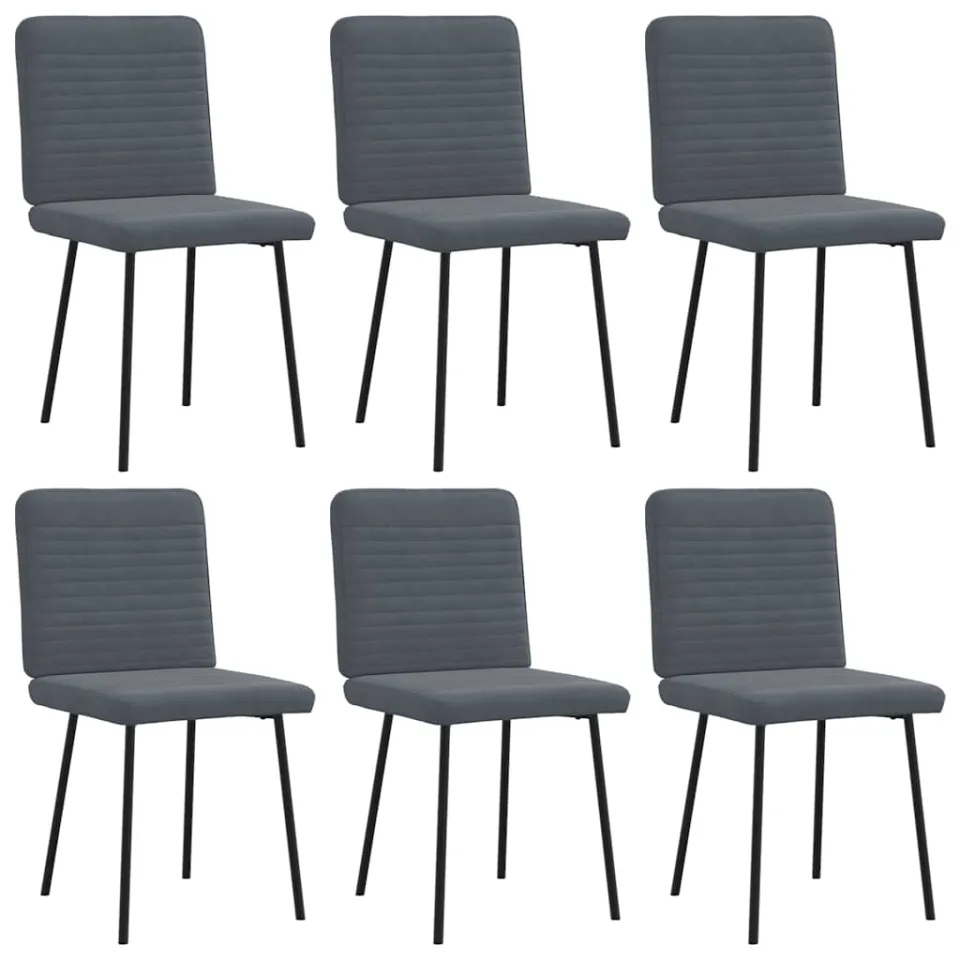 vidaXL Eetkamerstoelen 6 st fluweel donkergrijs grijs, foto 3
