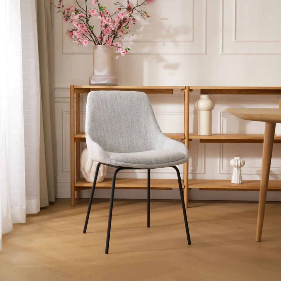 Nolon Nora-Isa eetkamerstoel beige gemêleerd - zwart onderstel, foto 2