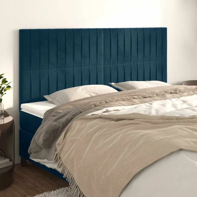 vidaXL Hoofdbord donkerblauw 200x5x118/128 cm fluweel blauw