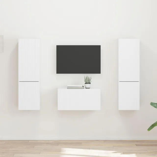 vidaXL Tv-meubelset 5 st Wit Bewerkt hout