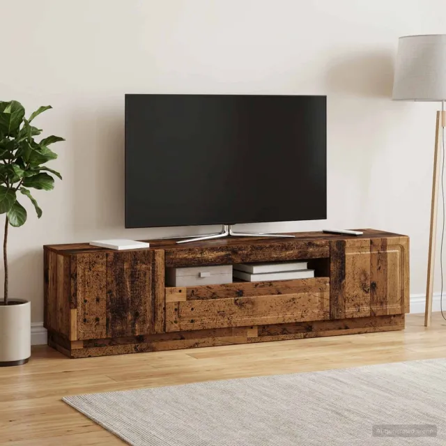 vidaXL LED tv-meubel Oud hout Bewerkt hout Bruin